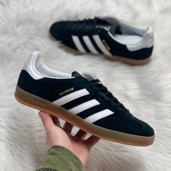 adidas Other - Adidas Gazelle Indoor Low Mens Casual Shoes Black H06259 NEW Multi Sz